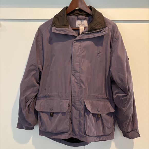 Browning Jacket Womens Small Purple For Her Fleece Lined Leather Collar Hunting - Picture 1 of 16
